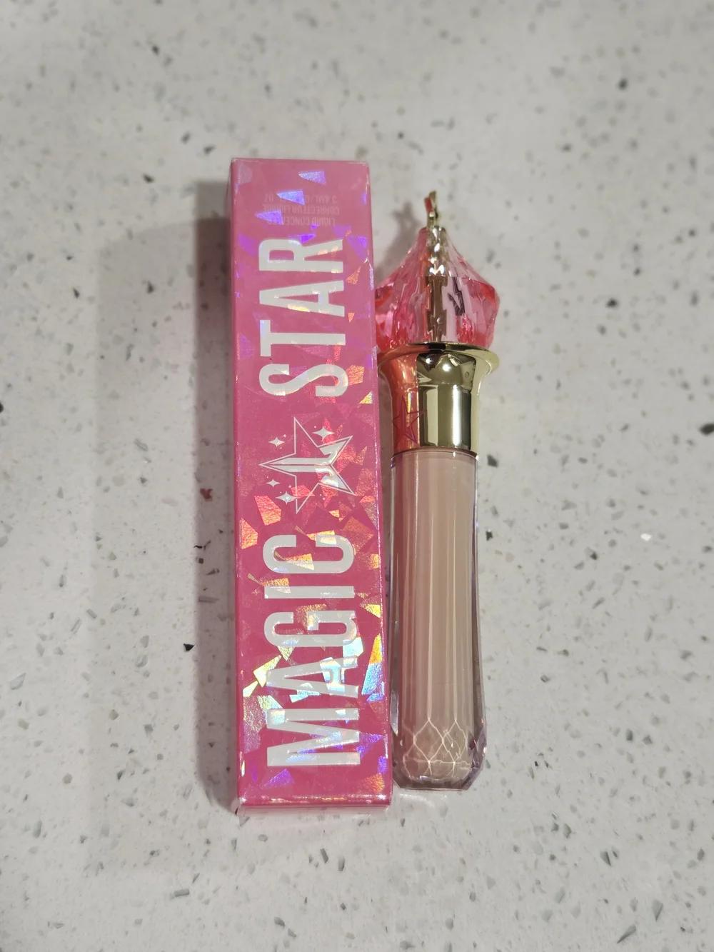Jeffree Star MAGIC STAR Pink Holographic Lip Gloss with Jewel Cap